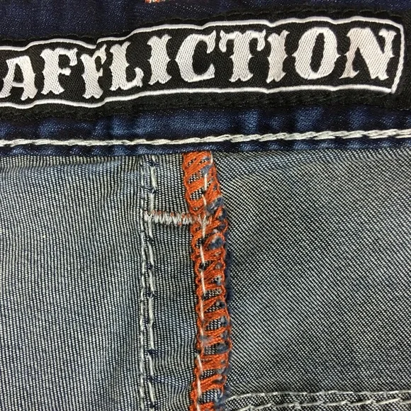 Affliction Black Premium Mens Blue Distressed Hot Rod Denim Size 42